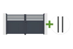 NEVIS 3m H.160cm swing gate in grey aluminum + 2 ELDA grey aluminum posts 15x15cm main_image