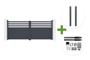 NEVIS 340x140cm grey aluminum swing gate + 2 ELDA grey aluminum posts 15x15cm + Hicker B200 motor main_image thumbnail