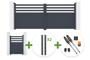NEVIS 340x140cm grey aluminum swing gate + 4 ELDA posts + NEVIS 1m high grey aluminum pedestrian gate + Tanker B250 motor main_image thumbnail