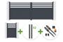 NEVIS 4m H.160cm grey aluminum swing gate + 4 ELDA posts + NEVIS 1m H.160cm grey aluminum pedestrian gate + Tanker B700 motor main_image thumbnail