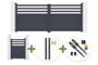 NEVIS 340x140cm grey aluminum swing gate + 4 ELDA posts + NEVIS 1m high grey aluminum pedestrian gate + Tanker B700 motor main_image thumbnail
