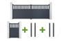Portail battant 4m SANTIS H.160cm aluminium gris + 4 poteaux ELDA + Portillon 1m SANTIS H.160cm aluminium gris main_image thumbnail