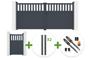 SANTIS 340x160cm grey aluminum swing gate + 4 ELDA posts + SANTIS 1m high grey aluminum pedestrian gate + Tanker B700 motor main_image thumbnail