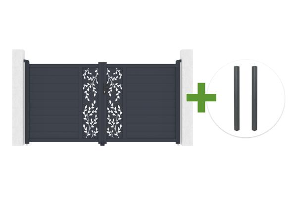 Brama skrzydłowa aluminiowa FOLYA 3m wys. 160cm szara + 2 słupki 15x15cm main image