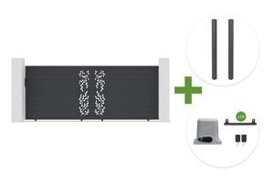 4m-es FOLYA tolókapu, 160cm magas, szürke alumínium + 2 oszlop + Ranger C300 motor main_image