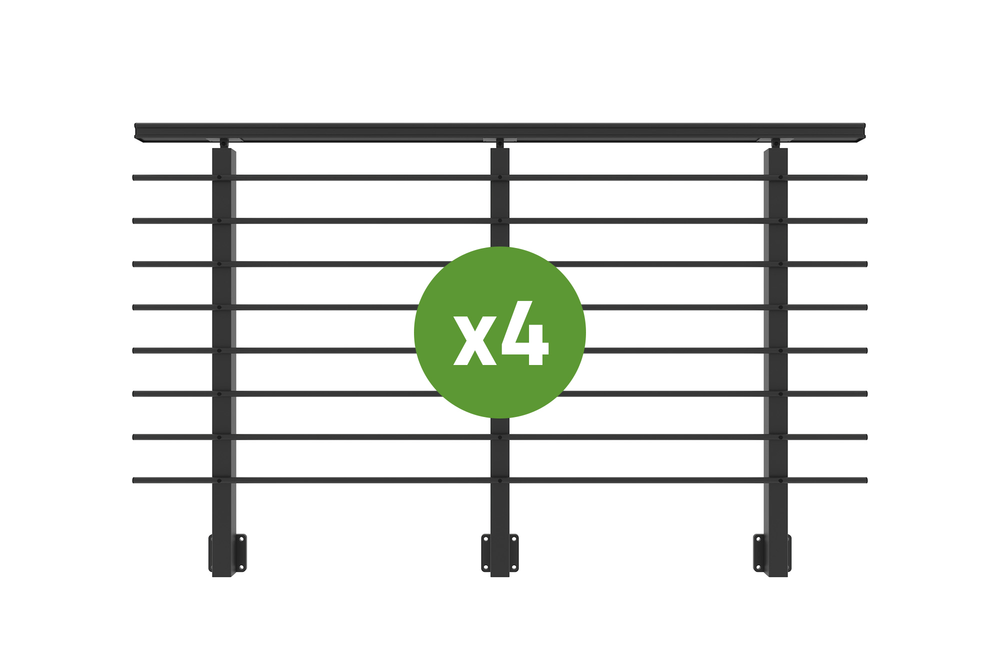 Balustradă din aluminiu gri antracit, 760 cm, pentru montare pe perete cu accesorii - KORAB 3