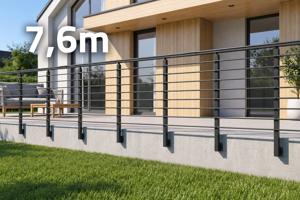 Garde-corps aluminium gris anthracite 7m60 à fixer sur mur avec accessoires - KORAB main image