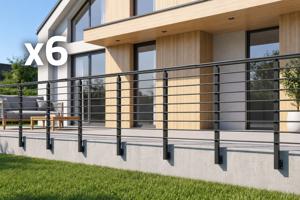 Balustradă din aluminiu gri antracit, 1140 cm, pentru montare pe perete cu accesorii - KORAB main image