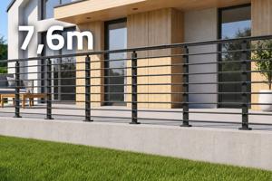 Antracietgrijze aluminium balustrade, 7,60 m, vlakke installatie, inclusief accessoires - KORAB main image