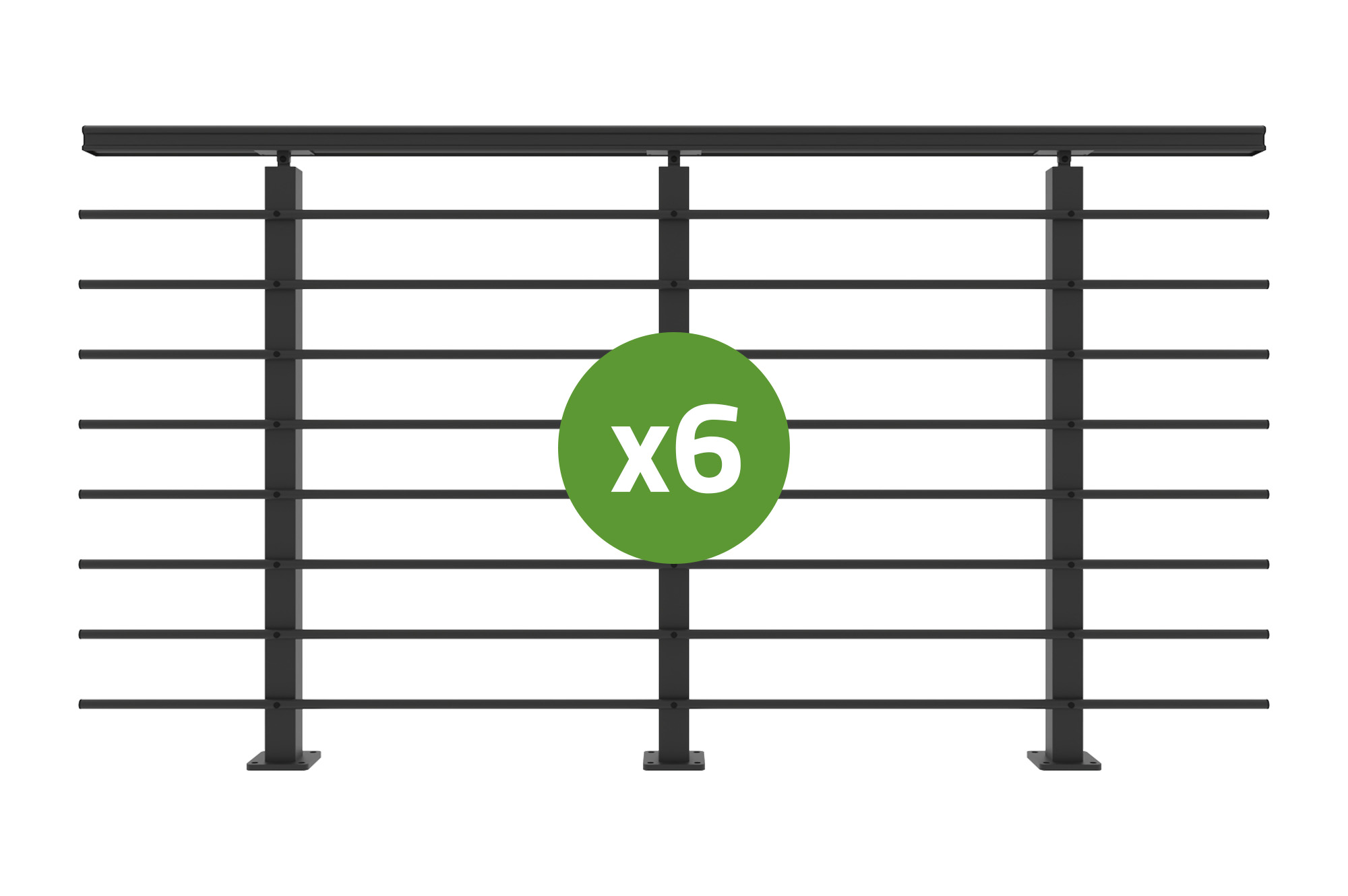 Balustradă din aluminiu gri antracit, 1140 cm, pentru montare pe podea cu accesorii - KORAB 3