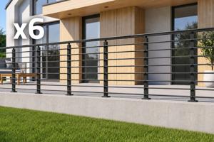 Balustradă din aluminiu gri antracit, 1140 cm, pentru montare pe podea cu accesorii - KORAB main image