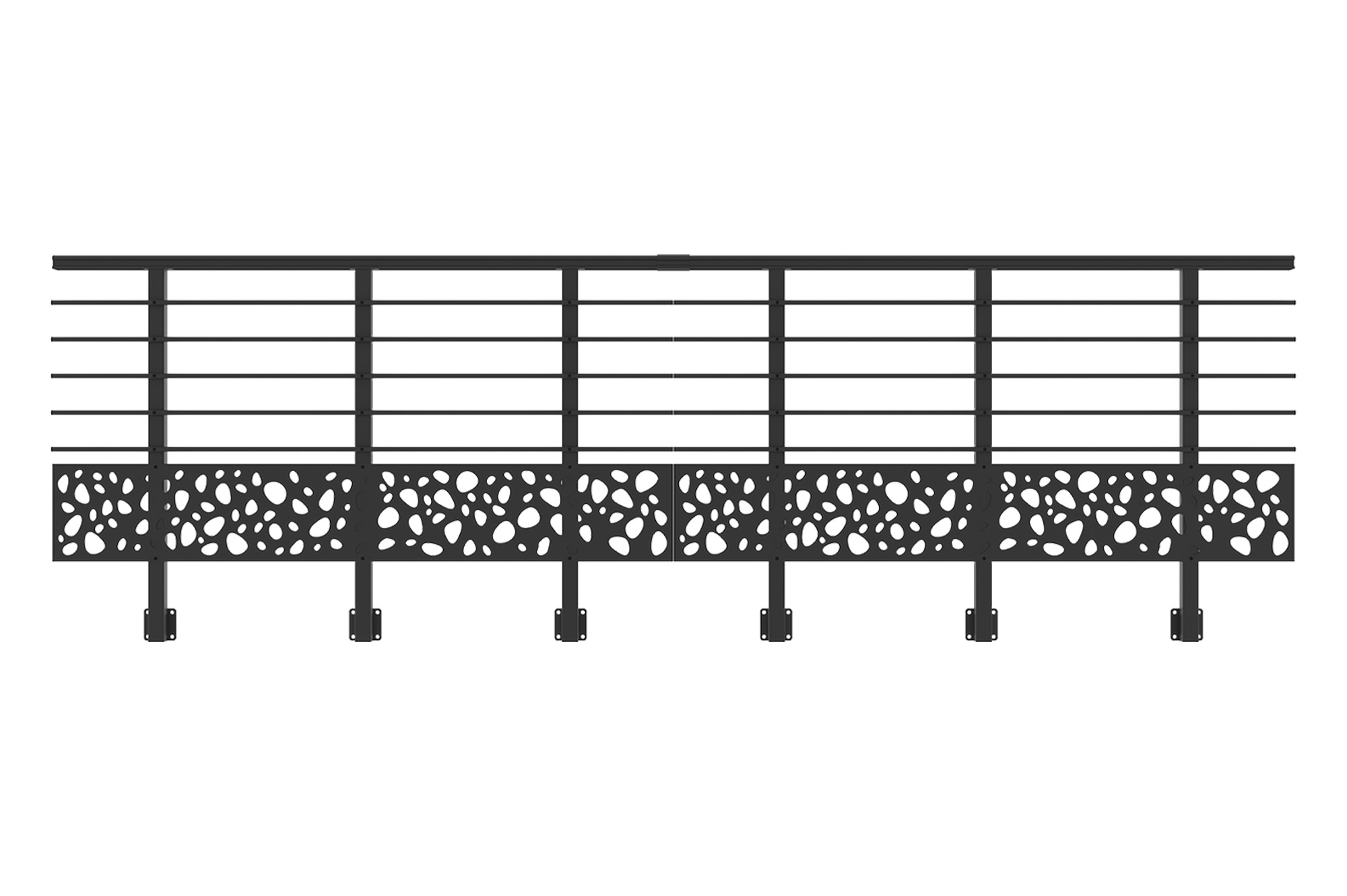 Balustradă din aluminiu gri antracit, 380 cm, pentru montare pe perete cu accesorii - model cu pietricele KORAB SUNNY 2