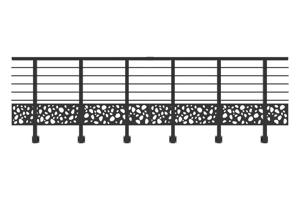 Balustradă din aluminiu gri antracit, 380 cm, pentru montare pe perete cu accesorii - model cu pietricele KORAB SUNNY 2