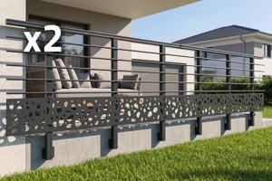 Balustradă din aluminiu gri antracit, 380 cm, pentru montare pe perete cu accesorii - model cu pietricele KORAB SUNNY main image