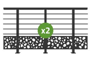 Balustradă din aluminiu gri antracit, 380 cm, pentru montare pe podea cu accesorii - model cu pietricele KORAB SUNNY 3