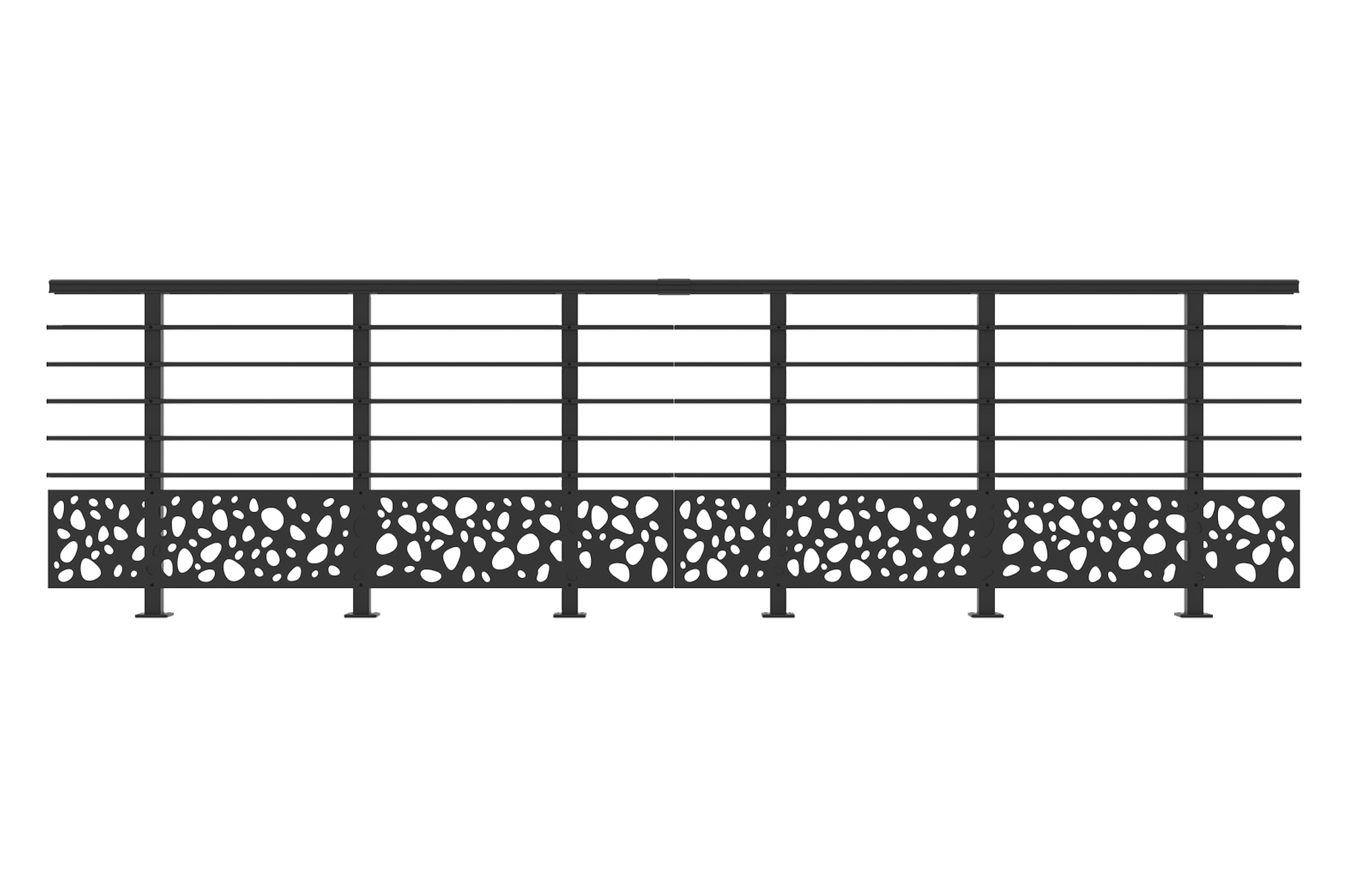 Balustradă din aluminiu gri antracit, 380 cm, pentru montare pe podea cu accesorii - model cu pietricele KORAB SUNNY 2