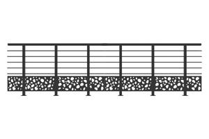 Balustradă din aluminiu gri antracit, 380 cm, pentru montare pe podea cu accesorii - model cu pietricele KORAB SUNNY 2