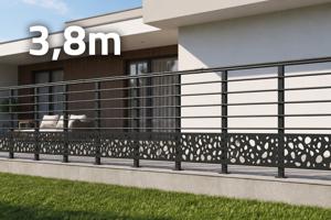 Antracietgrijze aluminium balustrade, 3,80 m, vlakke montage, inclusief accessoires - KORAB SUNNY kiezelpatroon main image