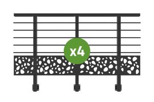 Balustradă din aluminiu gri antracit, 760 cm, pentru montare pe perete cu accesorii - model cu pietricele KORAB SUNNY 3