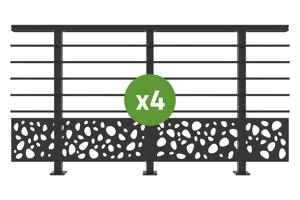 Balustradă din aluminiu gri antracit, 760 cm, pentru montare pe podea cu accesorii - model cu pietricele KORAB SUNNY 3