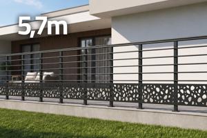 Anthrazitgraues Aluminiumgeländer, 7,60 m, ebene Montage mit Zubehör – KORAB SUNNY Kieselsteinmuster main image