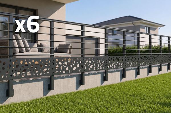 Balustradă din aluminiu gri antracit, 1140 cm, pentru montare pe perete cu accesorii - model cu pietricele KORAB SUNNY main image