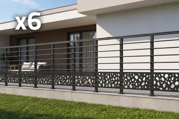 Balustradă din aluminiu gri antracit, 1140 cm, pentru montare pe podea cu accesorii - model cu pietricele KORAB SUNNY main image