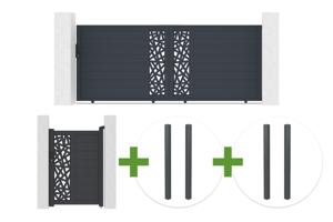 Sliding gate 3.5m RUIVO H.140cm gray aluminum + 1m RUIVO gate H.140cm + 4 posts main_image