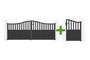Poartă batantă VALIER din oțel negru 3,5m H.140cm cu model de pălărie de jandarm + poartă pietonală VALIER din oțel negru 1m H.140cm main_image thumbnail