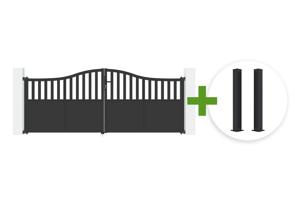 Poartă batantă VALIER 3,5m H.140cm din oțel negru cu model de pălărie de jandarm + 2 stâlpi CARMO 15x15cm H.145cm din fier negru main_image