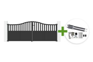 Poartă batantă VALIER 3,5m H.140cm din oțel negru cu șapcă de jandarm + motor poartă batantă RANGER B150 main_image