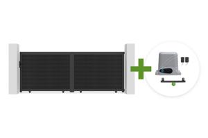 Poartă glisantă din lemn masiv ATHOS 4m H.160cm gri antracit cu ramă din aluminiu + motor RANGER C300 main_image