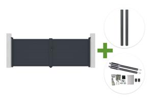 Poartă batantă EIGER 4m H.140cm gri + 2 stâlpi ELDA 10x10cm H.240cm din aluminiu gri pentru betonare + motor RANGER B150 main_image