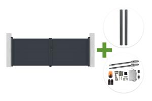 Poartă batantă EIGER 4m H.140cm gri + 2 stâlpi ELDA 10x10cm H.240cm din aluminiu gri pentru betonare + motor TANKER B250 main_image