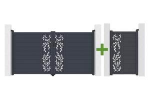 FOLYA 3m H.160cm swing gate + FOLYA 1m H.160cm pedestrian gate, grey aluminum main_image