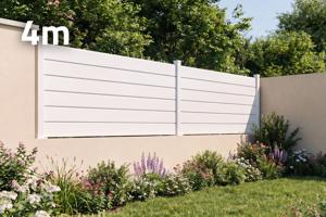 4m VANO V. 90 cm bela aluminijasta ograja z žaluzijami na nizkem zidu main image