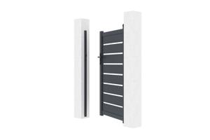 Portón corredero 4m VOGEL Alt.160cm + Puerta peatonal​ 1m VOGEL aluminio gris 20