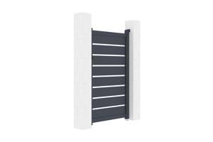 Portón corredero 4m VOGEL Alt.160cm + Puerta peatonal​ 1m VOGEL aluminio gris 21