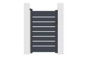 Portón corredero 4m VOGEL Alt.160cm + Puerta peatonal​ 1m VOGEL aluminio gris 19