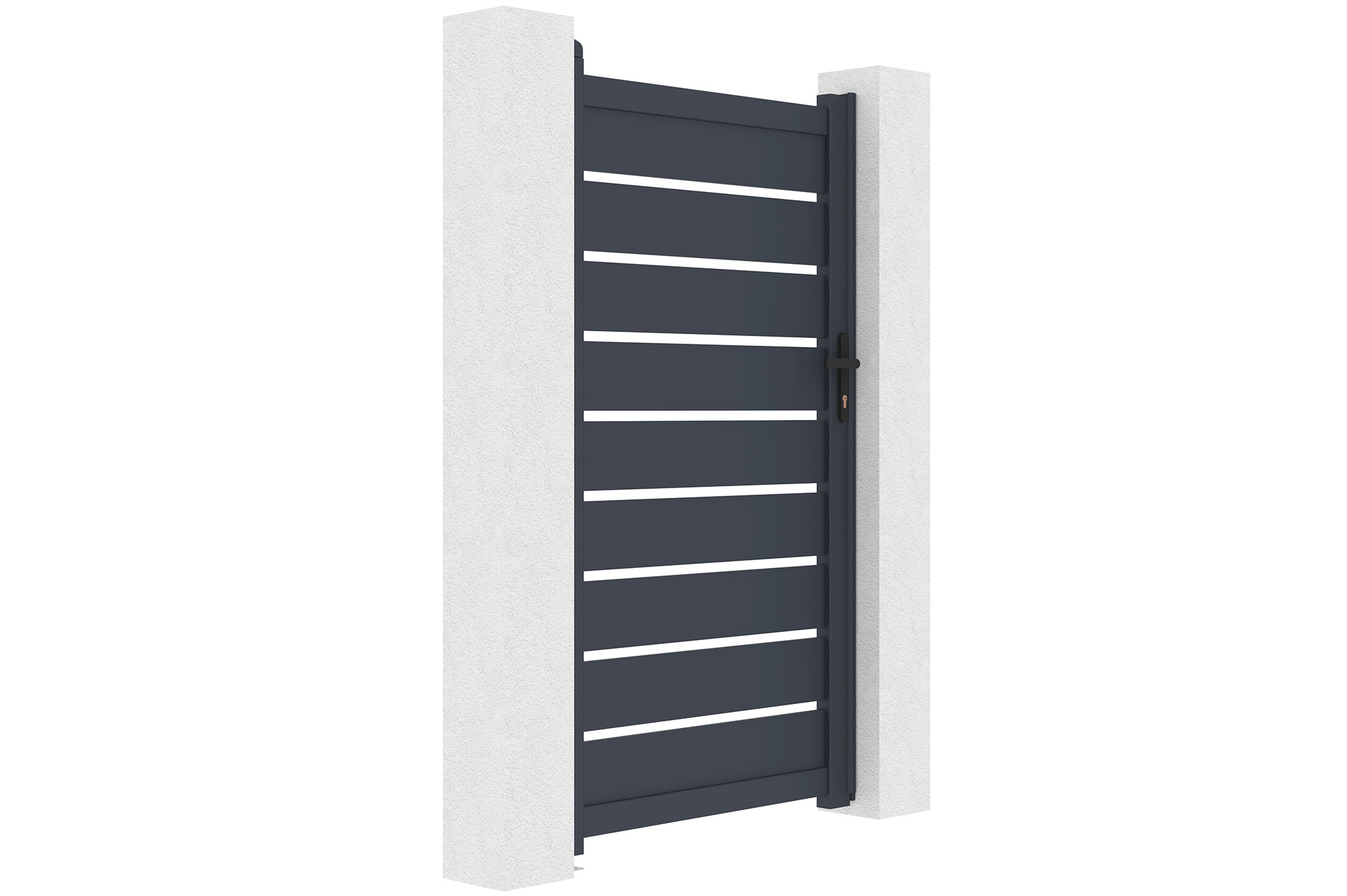 Portail battant 3,5m VOGEL H.180cm + Portillon 1m VOGEL H.180cm aluminium gris 14