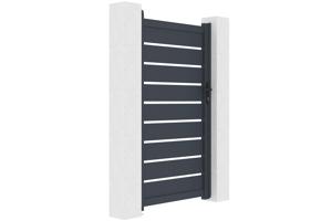Portail coulissant 3,5m VOGEL H.180cm + Portillon 1m VOGEL aluminium gris 21