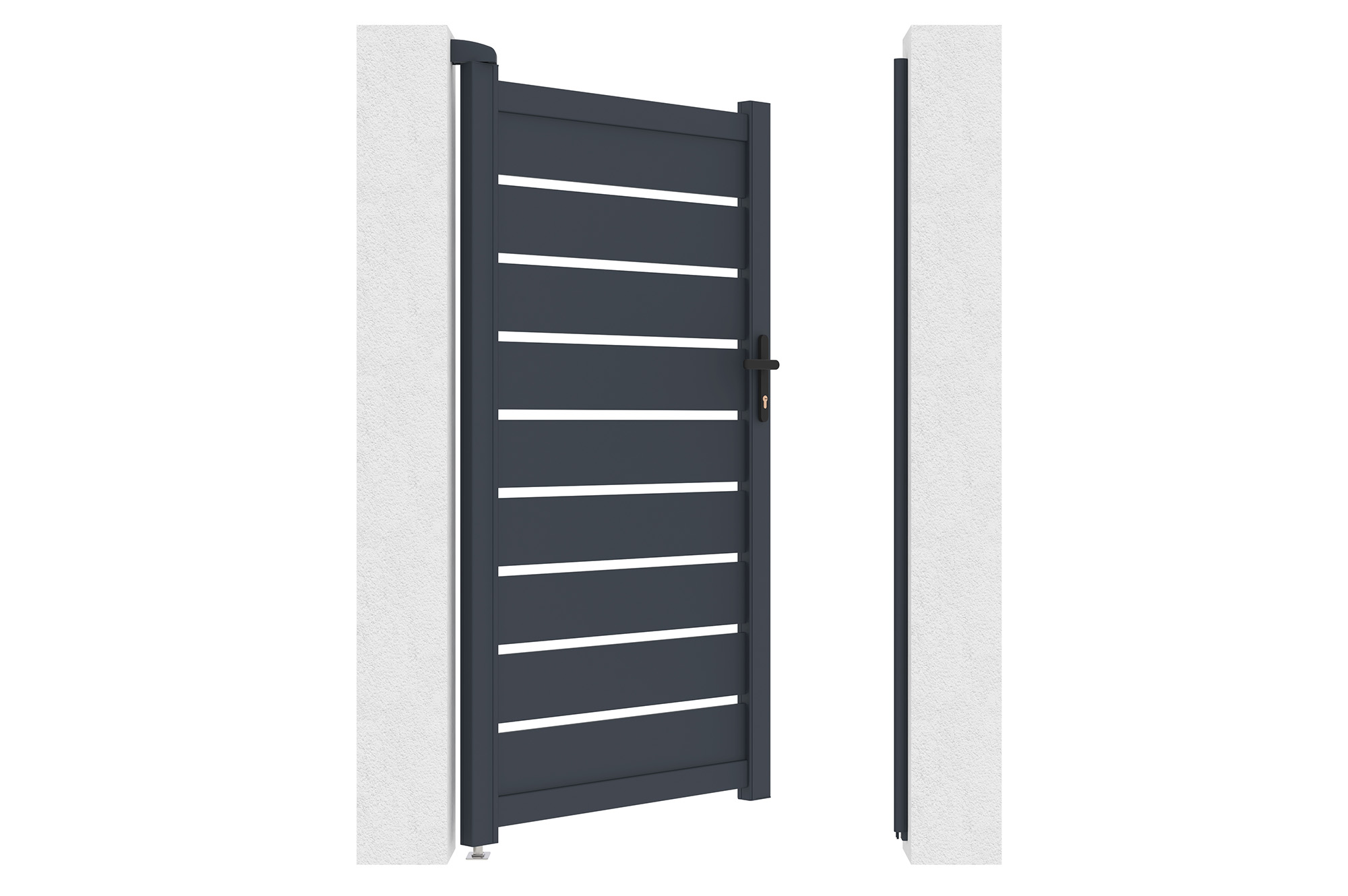 Portail battant 3,5m VOGEL H.180cm + Portillon 1m VOGEL H.180cm aluminium gris 16