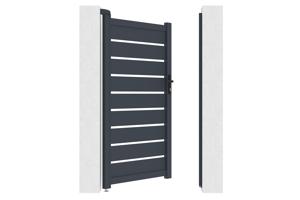 Portail coulissant 3,5m VOGEL H.180cm + Portillon 1m VOGEL aluminium gris 23