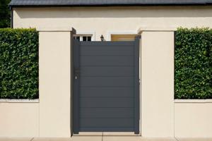 Side gate 1m EIGER H.140cm grey aluminium main image