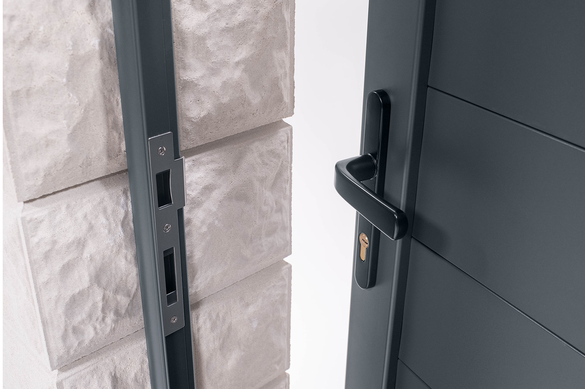 Portail battant 3m EIGER H.180cm + Portillon 1m EIGER H.180cm aluminium gris 13