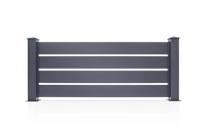 Set van 2 Schuttingen Aluminium Open 1,9m VOGEL H. 80cm Grijs 10