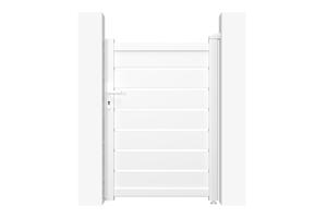 Portail battant 3m VOGEL H.140cm + Portillon 1m VOGEL H.140cm aluminium blanc 11