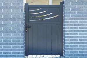 Sliding gate kit 4m HALTI H.140cm + side gate 1m HALTI H.140cm grey aluminium 16