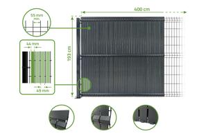 Mörkläggningslameller i styv PVC CINTO L.4m x H.190cm grå 9