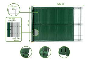 Kit de lamelles occultantes PVC rigide CINTO L.6m x H.170cm vert 9